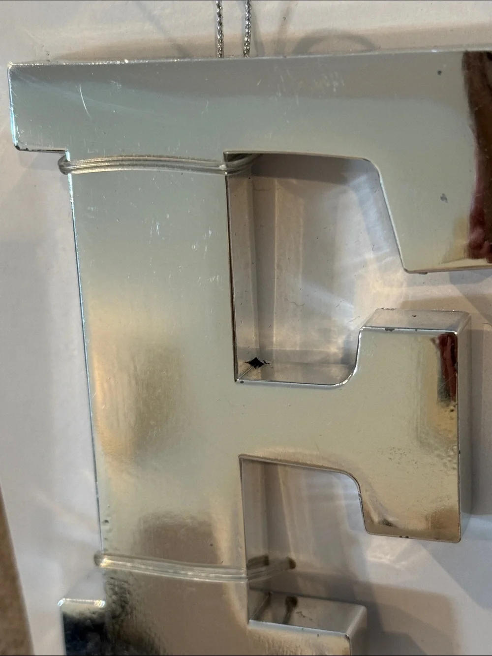 Threshold Silver Monogram Stocking Letter F! 3-in-1 Pin, magnetic or hang!